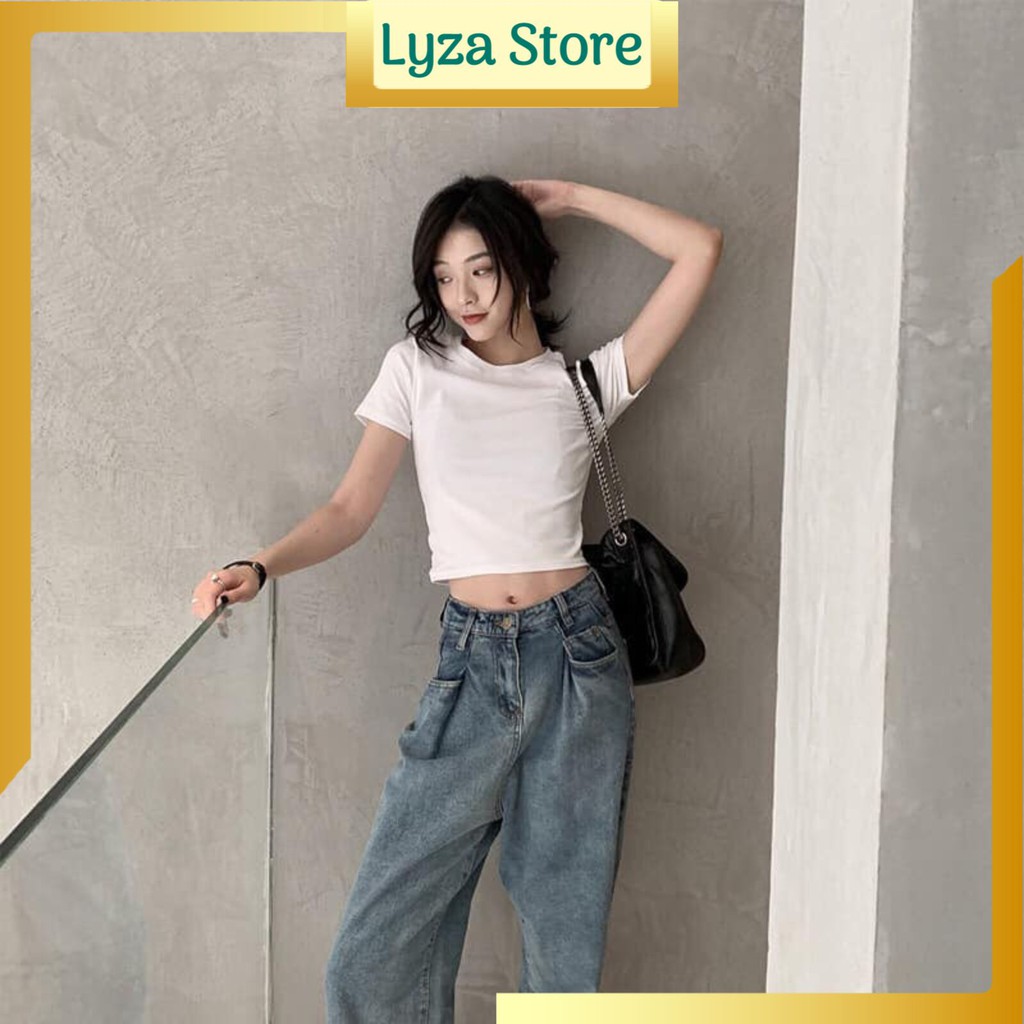 [Mã WASTUP giảm 10% tối đa 30K đơn 99K] Áo croptop nữ body ngắn tay form chuẩn co dãn dưới 58kg - Lyza Store