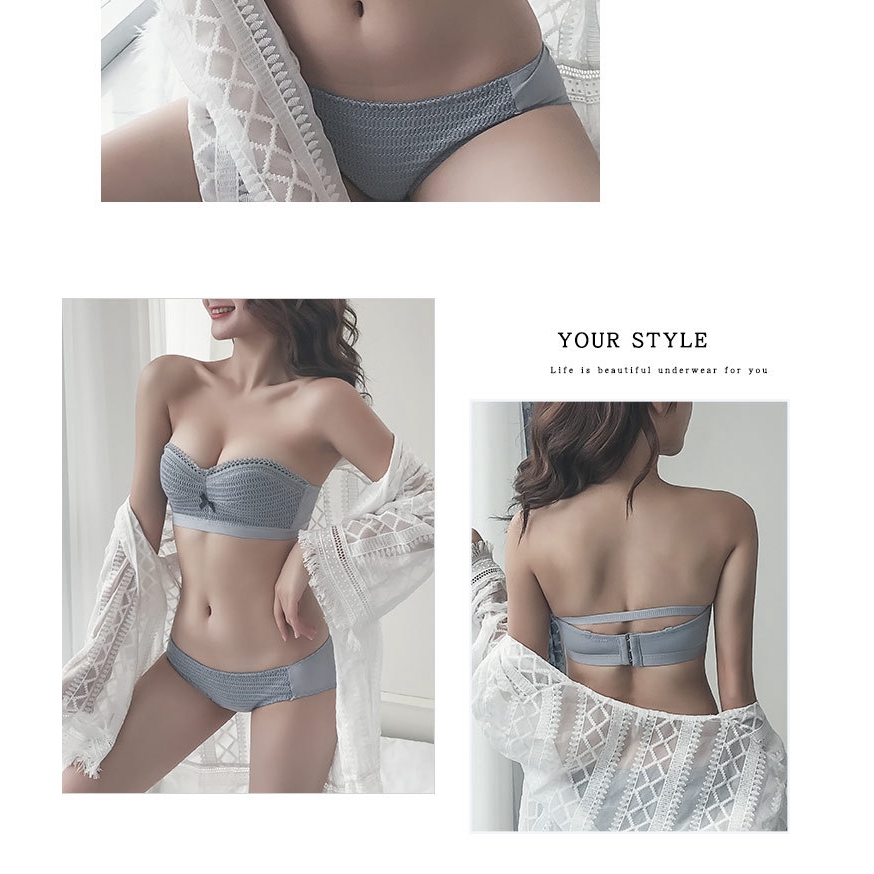 Áo ngực không gọng thép thiết kế dây có thể tháo rời / set áo ngực và quần lót quyến rũ | BigBuy360 - bigbuy360.vn