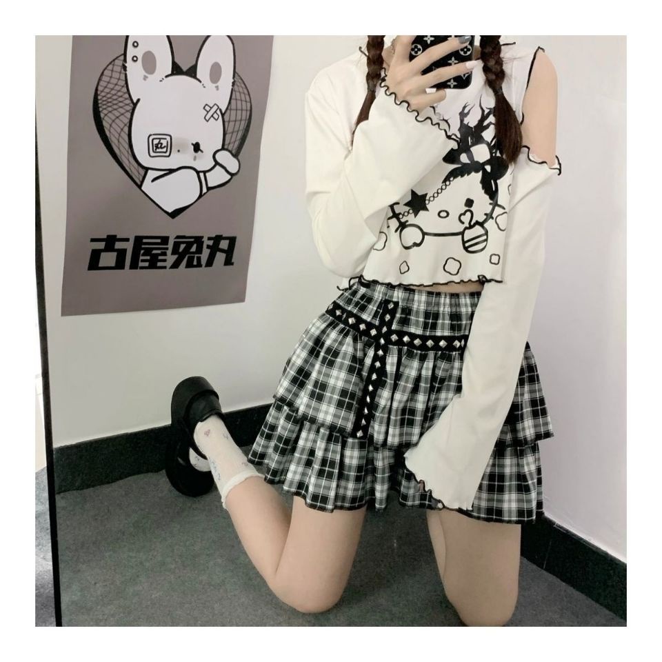 Áo Thun Tay Loe Dài Dáng Rộng In Hoạt Hình Hello Kitty Thời Trang Xinh Xắn Cho Nữ Y2k