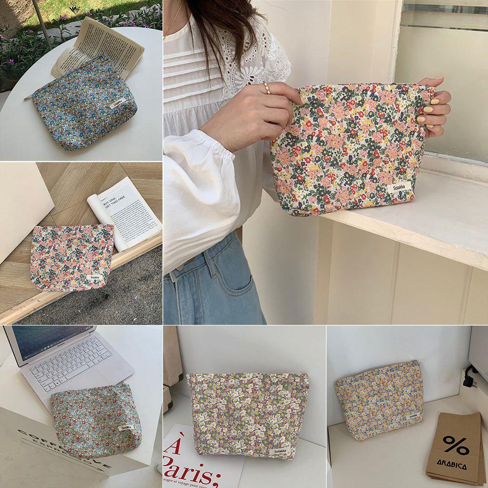 Túi Đựng Mỹ Phẩm Cỡ Lớn Họa Tiết Hoa Phong Cách Vintage