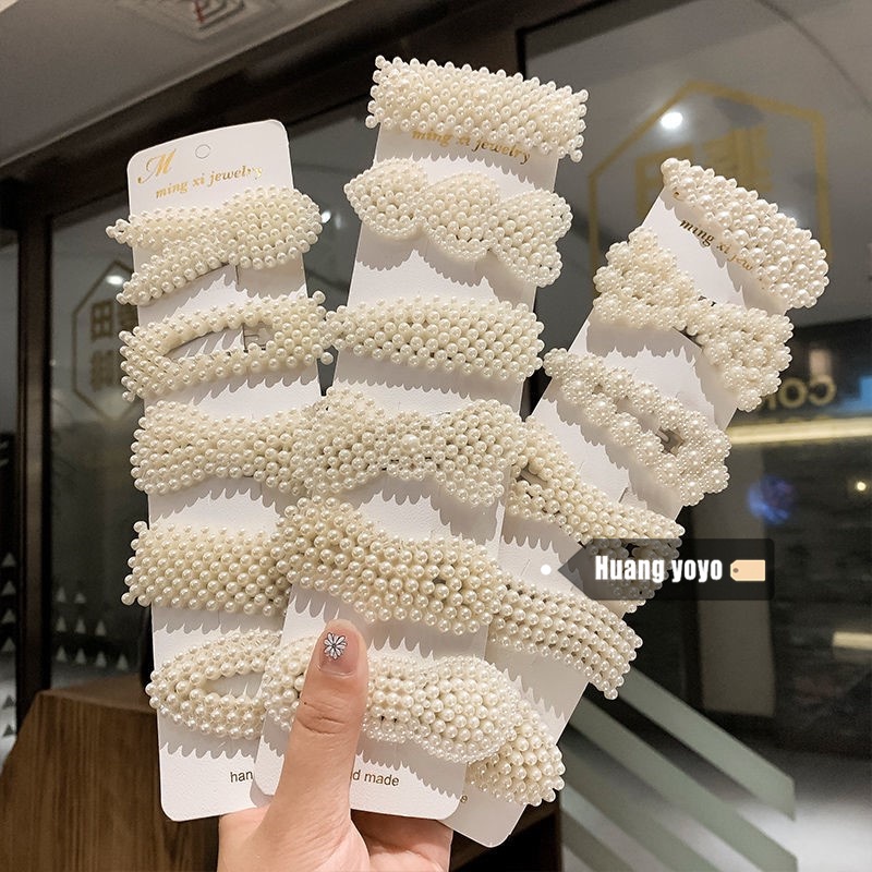 HUANG YOYO  Kẹp tóc trang trí ngọc trai phong cách Hàn Quốc đáng yêu cho nữ