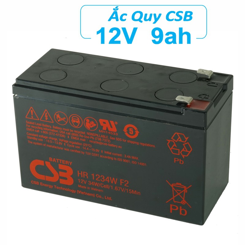 Ắc quy 12V _ 9ah bình tích điện cho xe, bình xịt, ups...