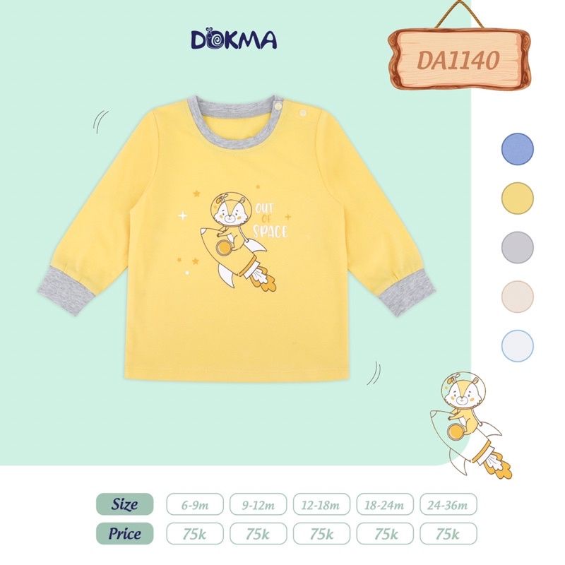 Áo dài tay cài vai bé trai Dokma 9-36M DA1140