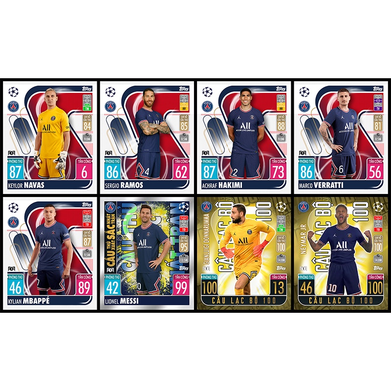 Set 8 Thẻ In Match Attax 2021-22 Paris Saint-Germain