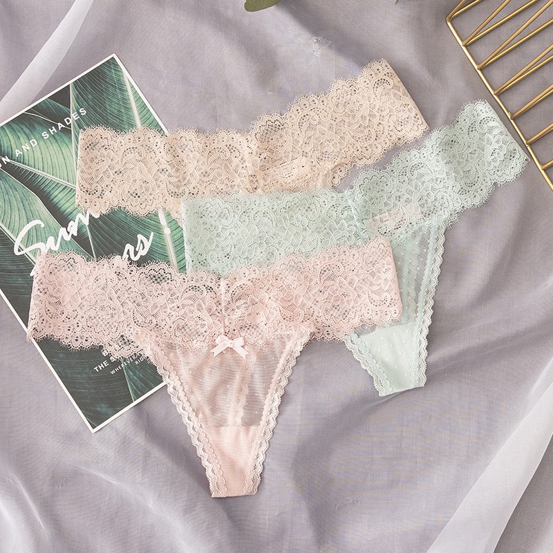 Quần lót ren lọt khe chữ Y gợi cảm xuyên thấu mềm mại bảng màu pastel 8009 - Quần lọt khe chữ Y sexy mẫu mới