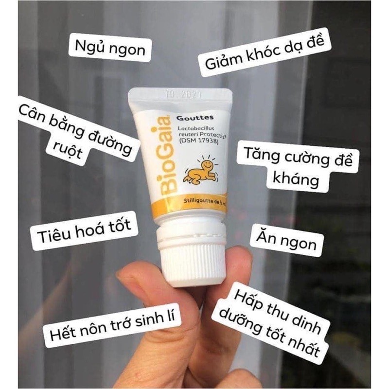 Men bổ sung và cải thiện hệ vi sinh đường ruột Biogaia nhỏ giọt 5ml hàng nội địa Pháp