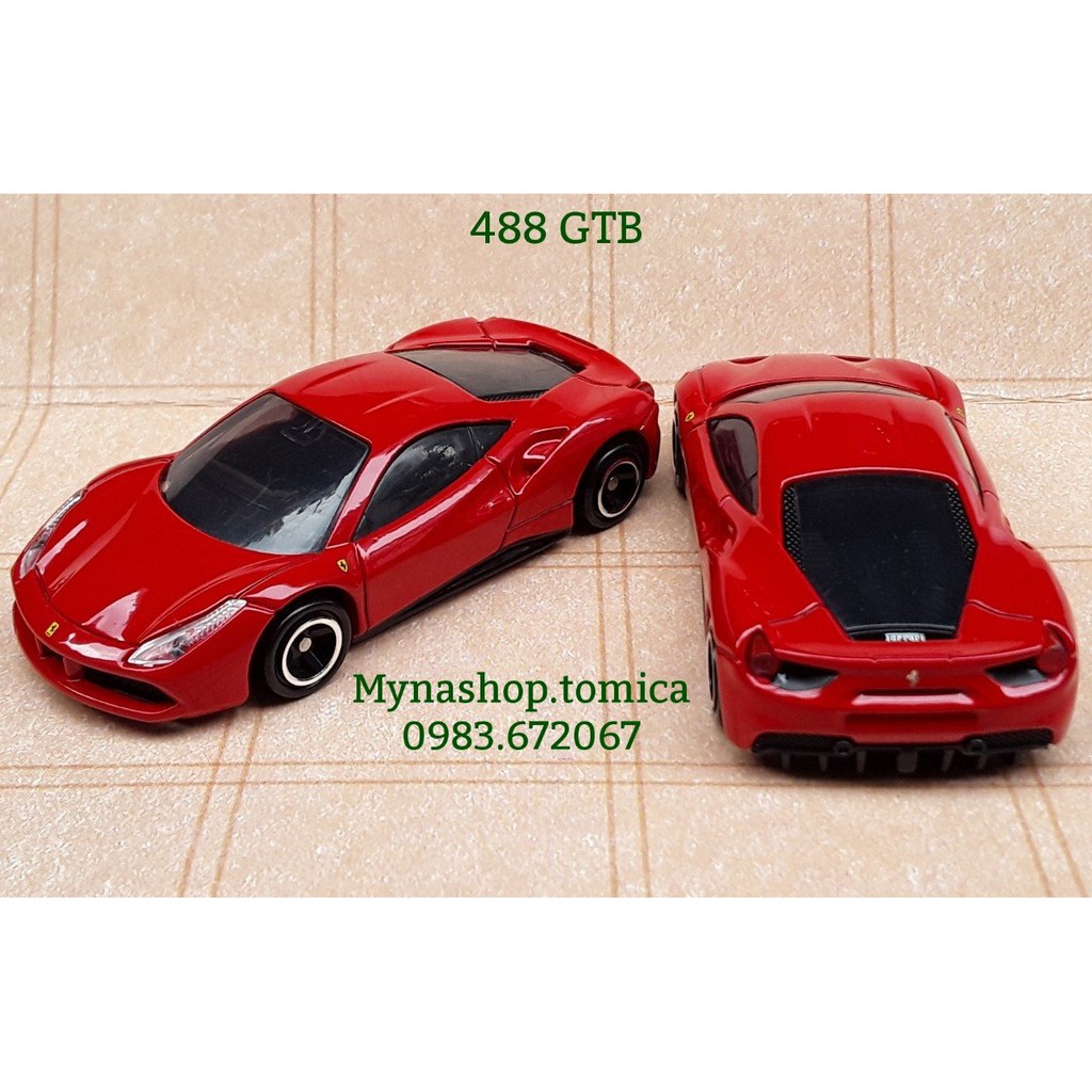 Xe mô hình tĩnh tomica không hộp - Fer - 488 GTB - màu đỏ.