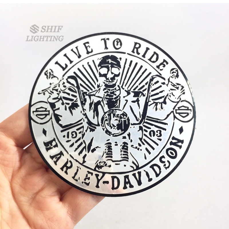 Hình dán nổi logo Harley Davidson bằng nhôm hình đầu lâu