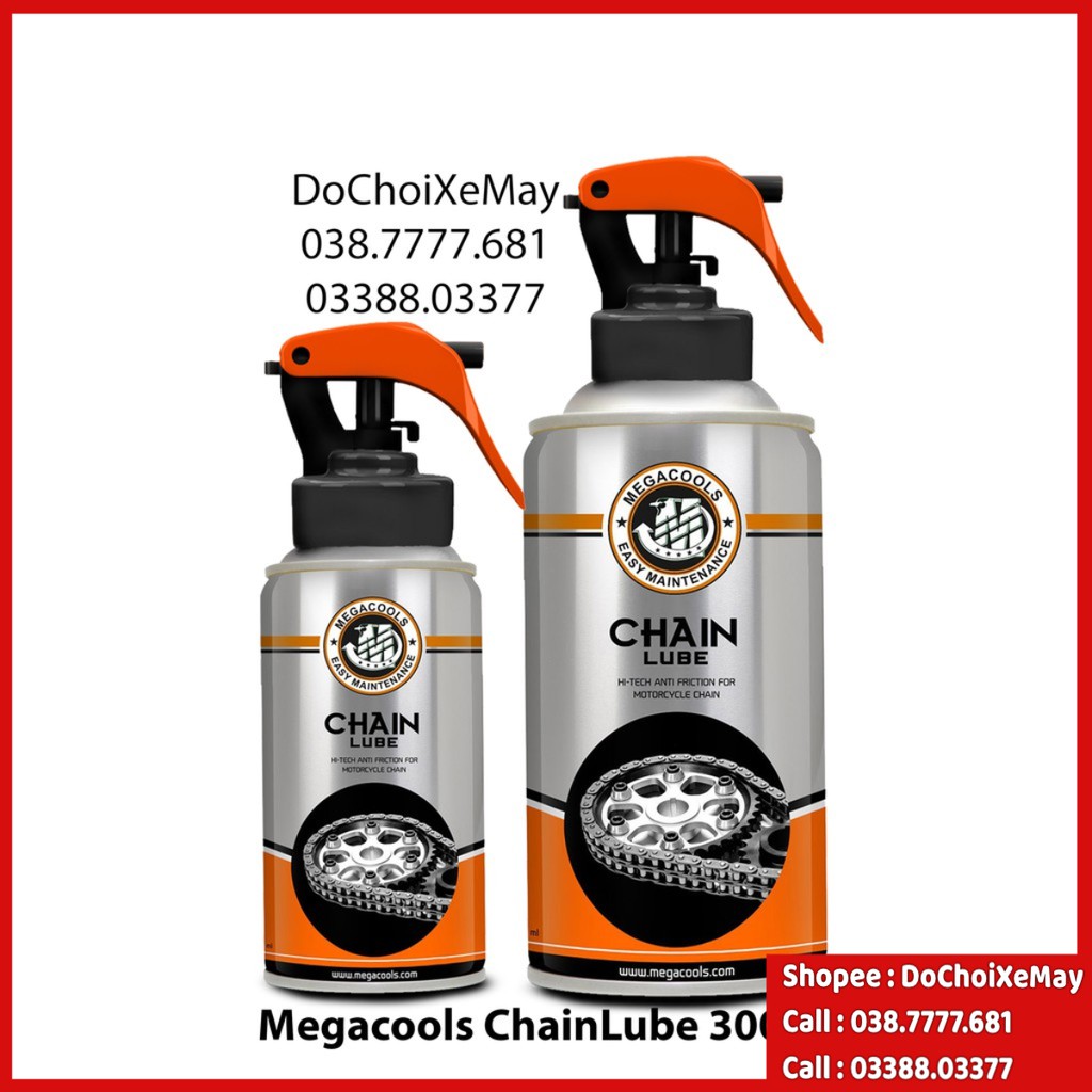 MegaCools Chainlube xịt dưỡng sên chính hãng 300ml , vòi xịt kiểu mới tiện dụng cho mọi loại xe. DoChoiXeMay