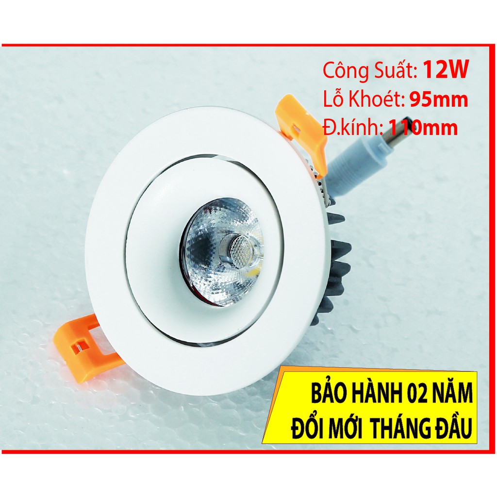 ĐÈN COB DOWLIGHT ÂM TRẦN SIÊU SÁNG 12W - LỖ KHOÉT 95MM- ánh sáng 4000K TRUNG TÍNH