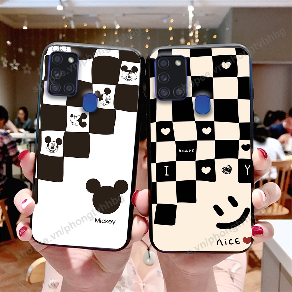 Ốp lưng Samsung A21s in mẫu trái tim caro, chuột mikey thể thao cực đẹp cute siêu rẻ cực bền