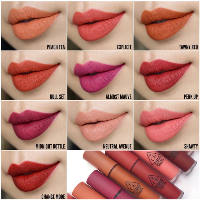 Son Kem 3CE Soft Lip Lacquer không gây khô môi, bảng màu tone da, lì mịn lâu trôi