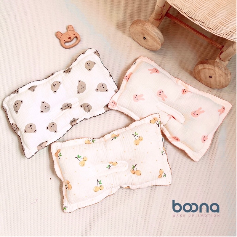 [ Boona /Mio ] gối bông, gối lõm Boona, Mio cho bé sơ sinh đến 3t không kèm chăn