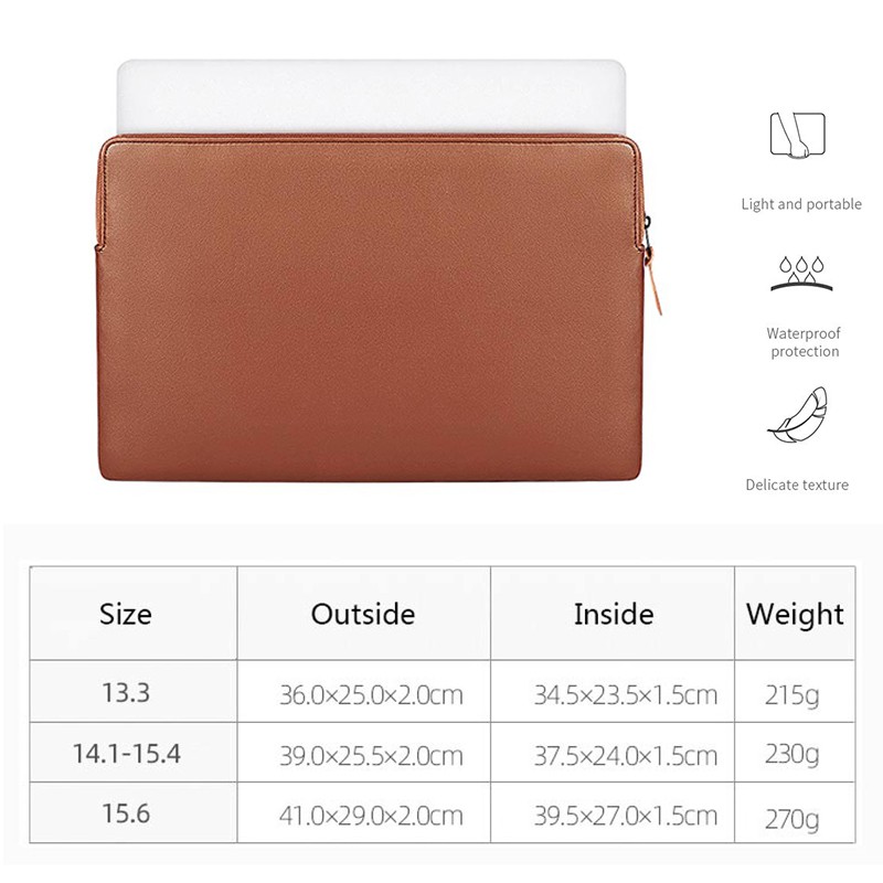 Túi Da Pu EVERTONER Đựng Laptop Chống Thấm Nước Cho Laptop 13 inch Air Pro 14 15.6 inch