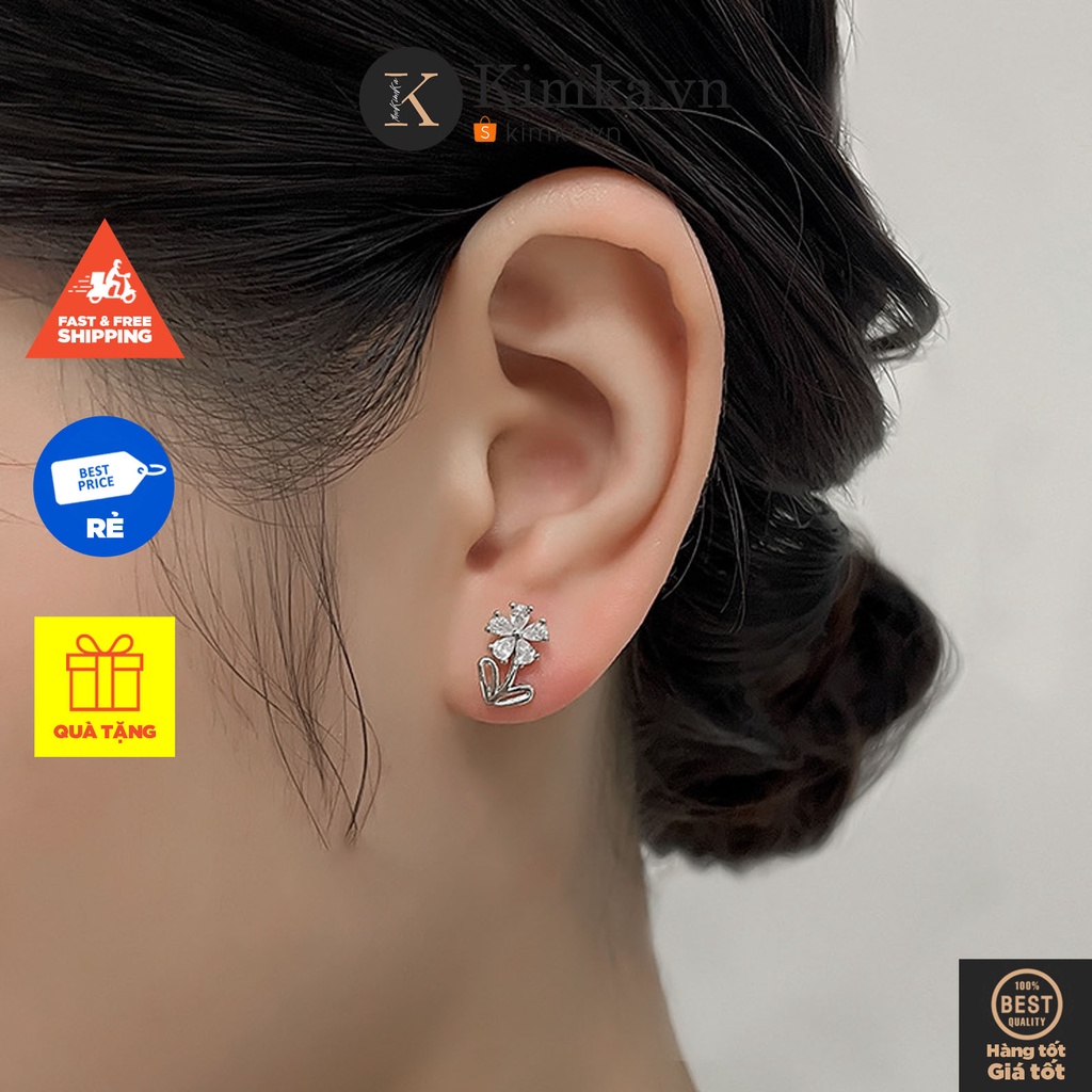 (0671) Khuyên Tai Bông Hoa Đá Nhỏ Xinh Xắn Hàn Quốc