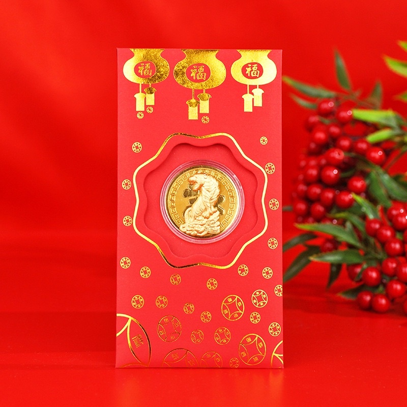 Bao Lì Xì thần tài Mạ Vàng 24K - Bao Lì Xì May Mắn Rước Tài Lộc vào nhà