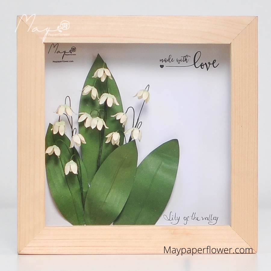Tranh trang trí treo tường HOA LINH LAN Maypaperflower, khung tranh gỗ size 19x19cm, decor nhà ở văn phòng