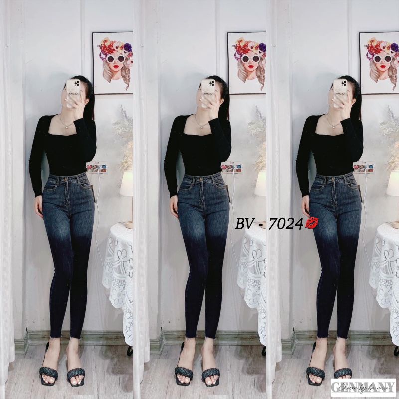 Quần bò loang tôn dáng cá tính