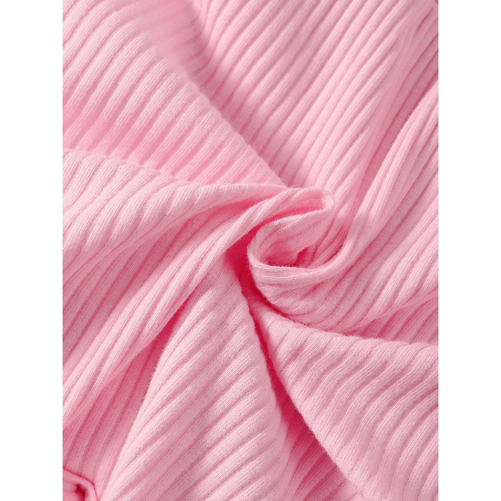 Áo liền quần MIKRDOO cổ Peter Pan phối ren màu hồng thời trang mùa hè cho bé gái 0-24 tháng tuổi