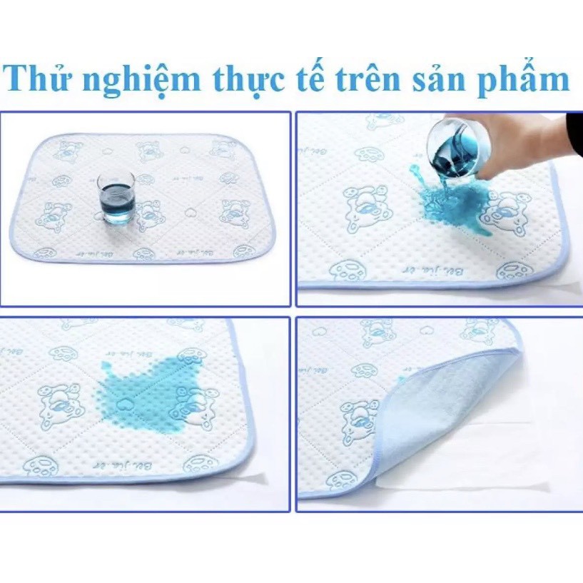 Tấm/miếng Lót chống thấm 4 lớp hình gấu (KT 50*70) cho bé