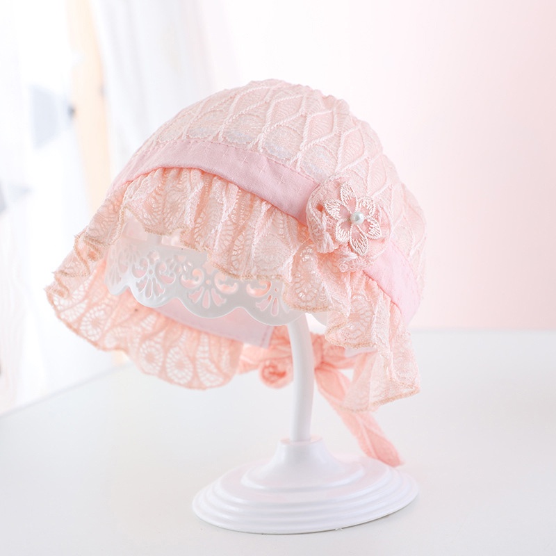 Mũ Ren Đính Hoa Phong Cách Công Chúa Cho Bé Gái