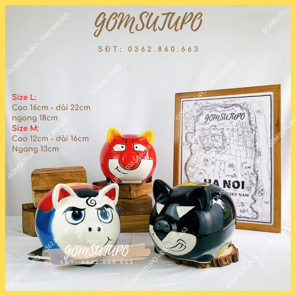 Lợn Đất Tiết Kiệm - 20 Mẫu Siêu Nhân, Nhân Vật Hoạt Hình - Gốm Sứ TUPO - gomsutupo - Heo Tiết Kiệm - Heo Đất