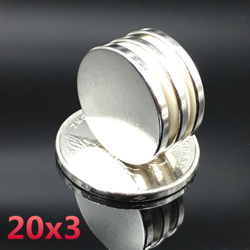 5 viên Nam châm viên trắng 20x3mm - loại nam châm viên đất hiếm lực hút siêu mạnh