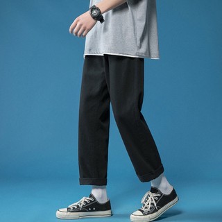 Quần baggy jean nam màu đen dễ phối đồ, Quần bò nam ống suông ống rộng 003
