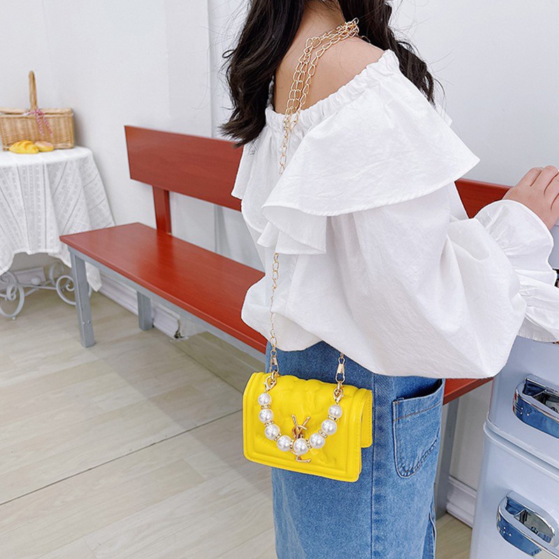 Túi Đeo Một Bên Vai Bằng Lụa Màu Cầu Vồng Phong Cách Hàn Quốc Thanh Lịch Cho Bé Gái