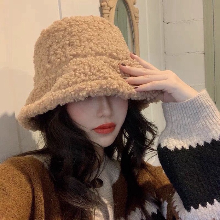 Mũ Da Lộn Lông Cừu 2 mặt lót nỉ và lót lông đội cả 2 mặt kiểu dáng mũ tai bèo