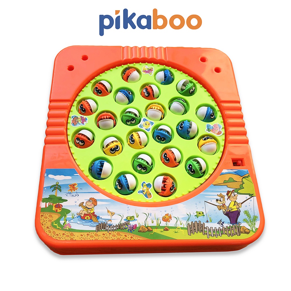 Đồ chơi câu cá Pikaboo, gồm 2 cần, 24 cá đa sắc cho bé nhận biết màu, chạy pin chất liệu nhựa an toàn