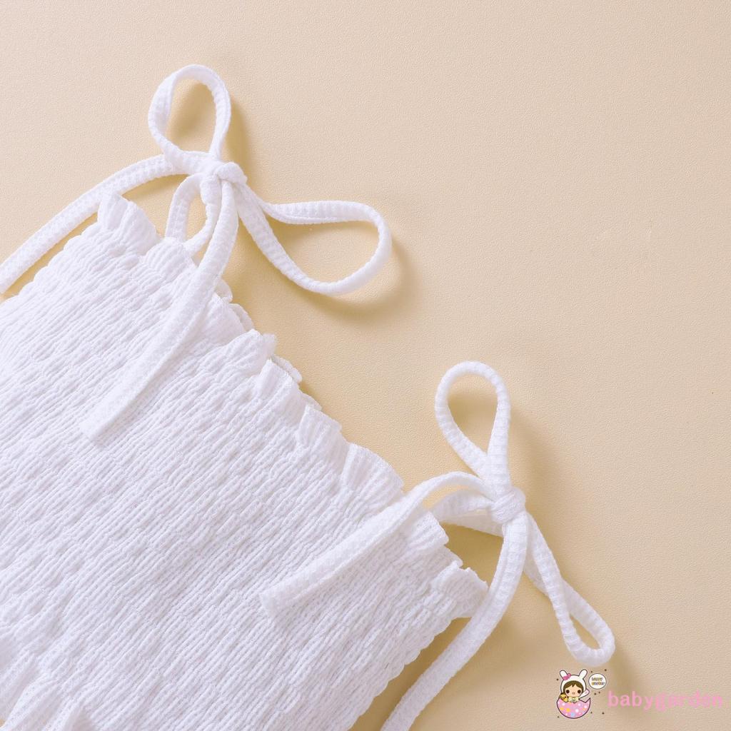 Bộ Áo Hai Dây + Quần Dài Màu Trơn Dành Cho Bé Gái Độ Tuổi 3-18 Tháng