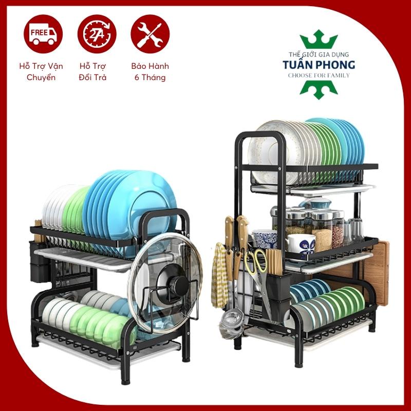 Kệ Để Chén Bát Và Để Gia Vị 2,3 Tầng Sơn Tĩnh Điện Cao Cấp.Giá Để Bát Đĩa Có Khay Hứng Nước Thông Minh Và Tiện Lợi