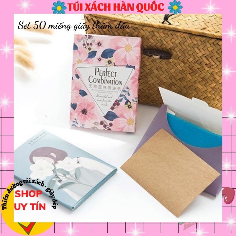 Hộp 50 Miếng Giấy thấm dầu thấm mồ hôi Nội Địa Trung kiểm soát dầu thừa hút dầu trên da hiệu quả superbag668 245