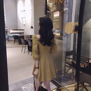 (Ord) váy cổ vuông tay phồng