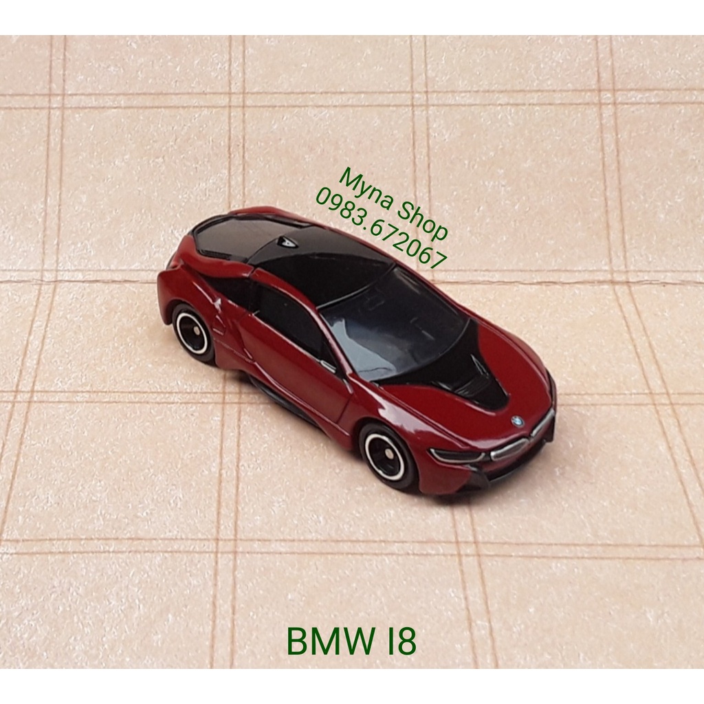 Xe mô hình tĩnh tomica không hộp - BMW i8 - màu đỏ
