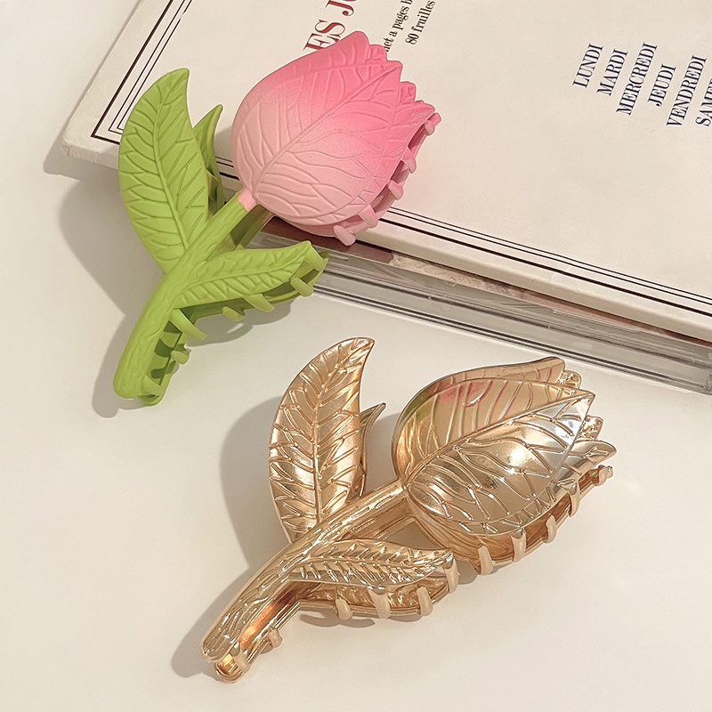 Kẹp Tóc Kim Loại Hình Hoa Tulip Cỡ Lớn Phong Cách Hàn Quốc Cho Nữ