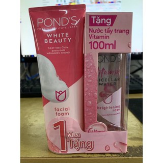 Sữa rửa mặt pond’s whiet beauty 100ml tặng nước tẩy trang vitamin 100ml