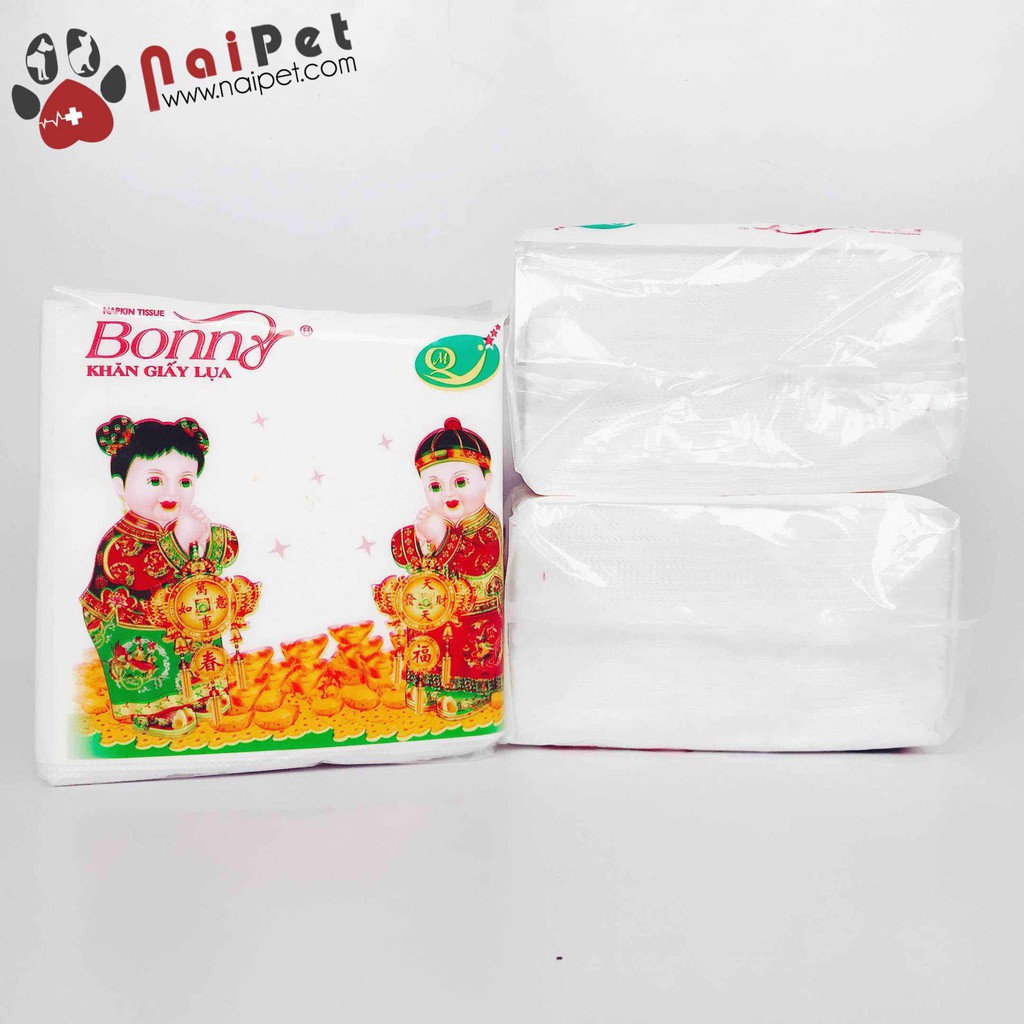 Giấy Ăn Lụa Vuông Vệ Sinh Mềm Bonny Em Bé100 Tờ x 10 Bịch