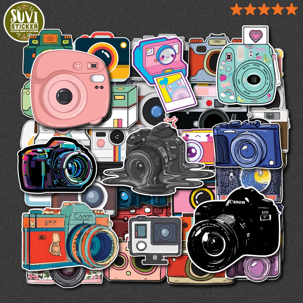 50 Sticker Camera Máy ảnh chống nước sticker dán laptop, điện thoại, đàn guitar, mũ bảo hiểm, vali. MSP: NS61