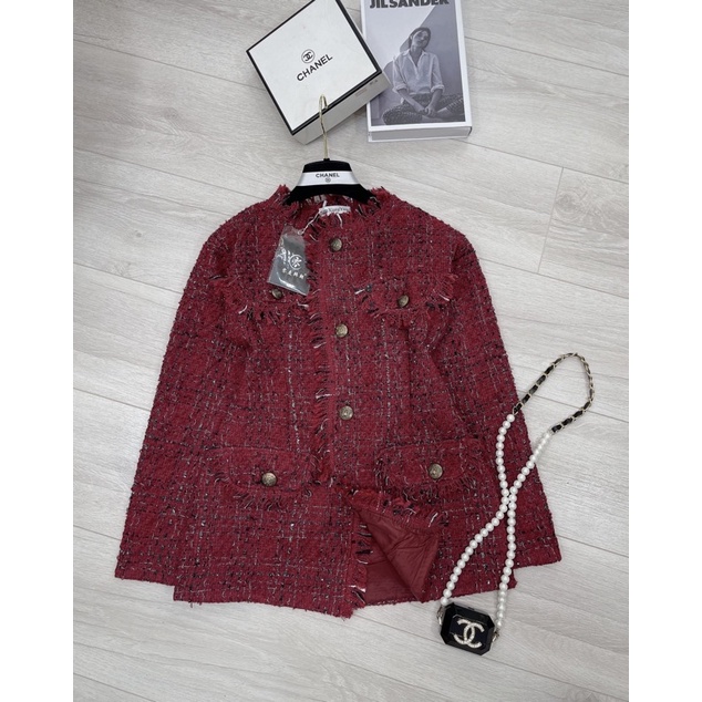 ÁO DẠ TWEED ĐỎ GIẤU QUẦN SIÊU HOT