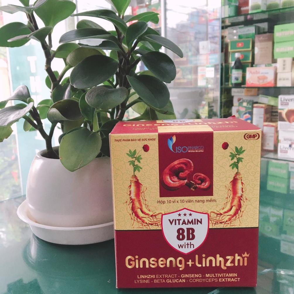 VITAMIN 8B WITH GINSENG + LINHZHI Isopharco - Hỗ trợ tăng sức đề kháng, phục hồi sức khỏe ốm dậy (100 viên)