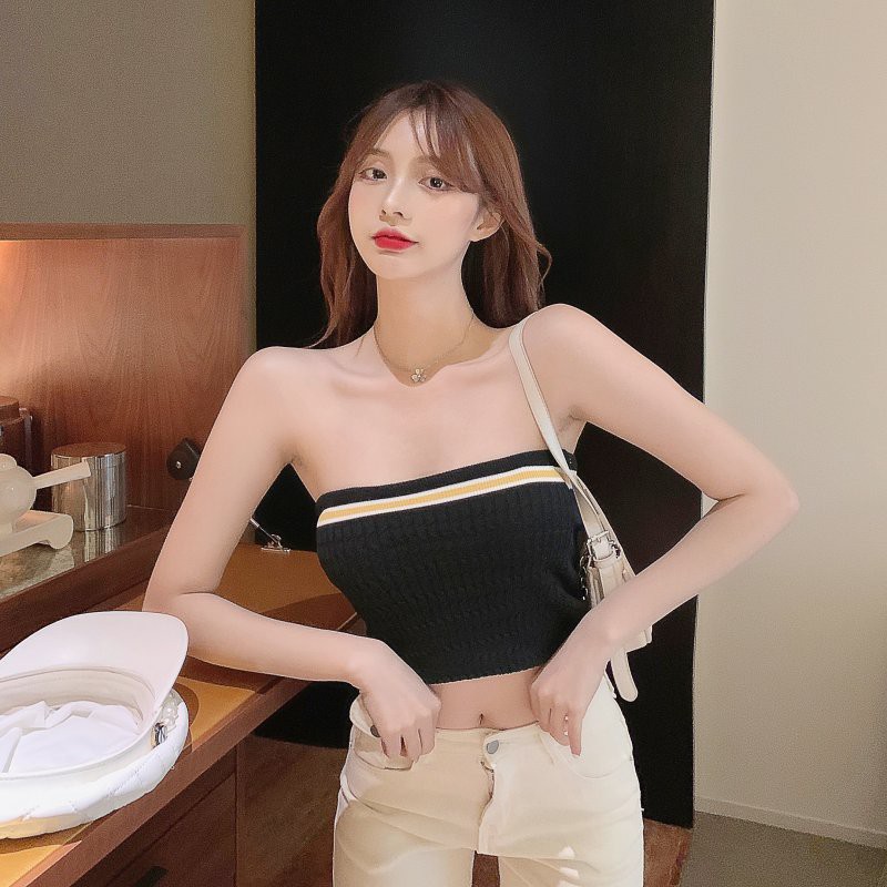 Cocory vn Áo ống croptop dệt kim phong cách mùa hè thời trang quyến rũ cho nữ