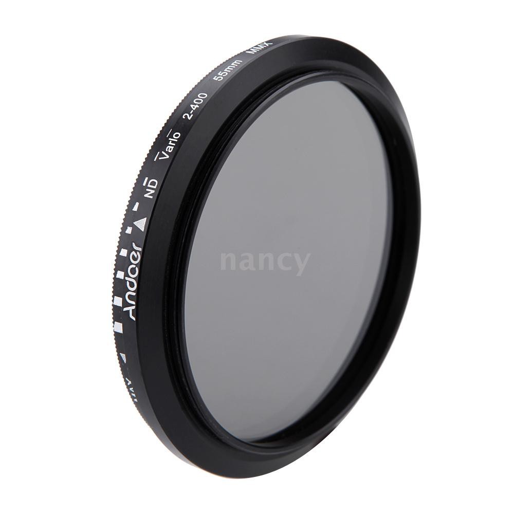 Andoer 55mm ND Fader Neutral Density Adjustable ND2 to ND400 Variable Filter for Canon Nikon DSLR Camera