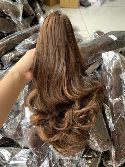 Tóc giả ngoặm xoăn ❤️❤️ FREESHIP ❤️❤️ ngoặm xoăn ngắn n52 kèm ảnh thật