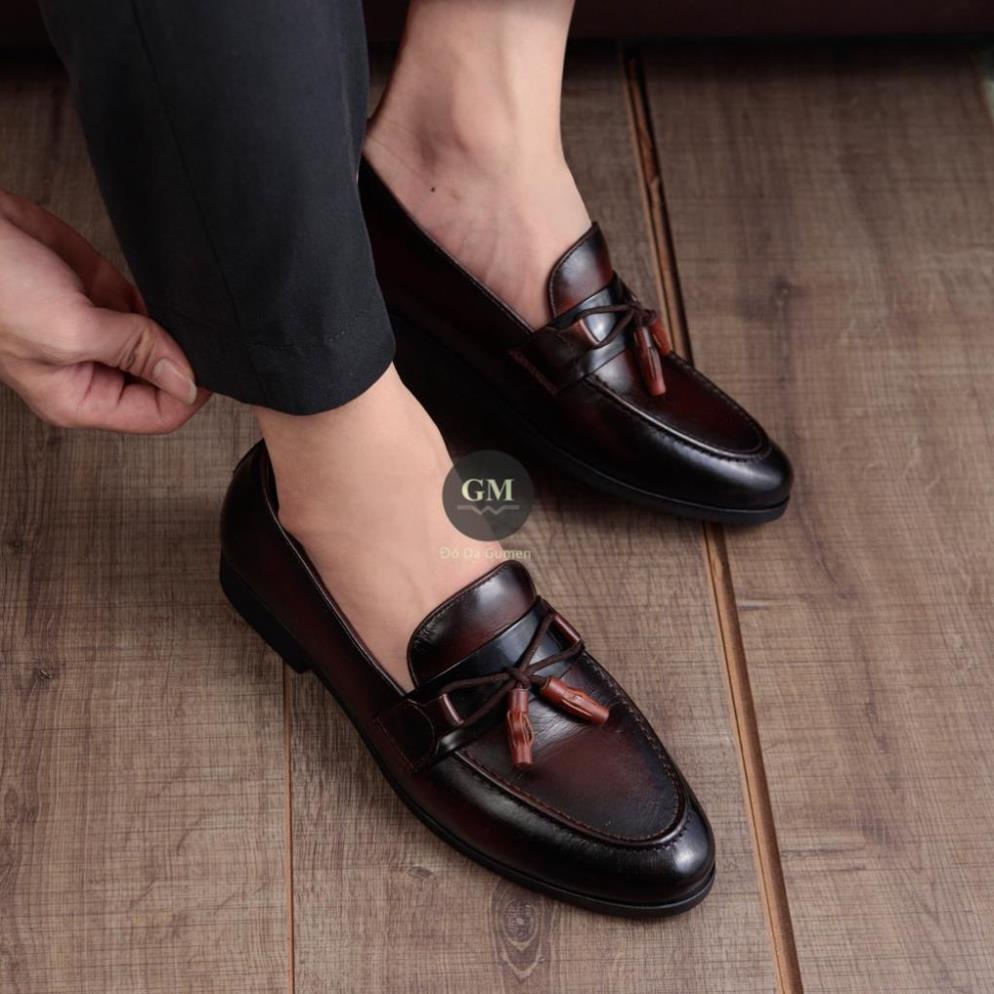 Giày lười da nam cao cấp kiểu dáng Tasseled Loafer da bò thật bảo hành 12 tháng - Mã T58