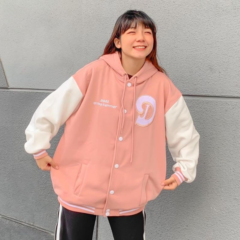 Áo khoác form rộng phối nón BOMBER SPRING ulzzang (Ảnh thật)
