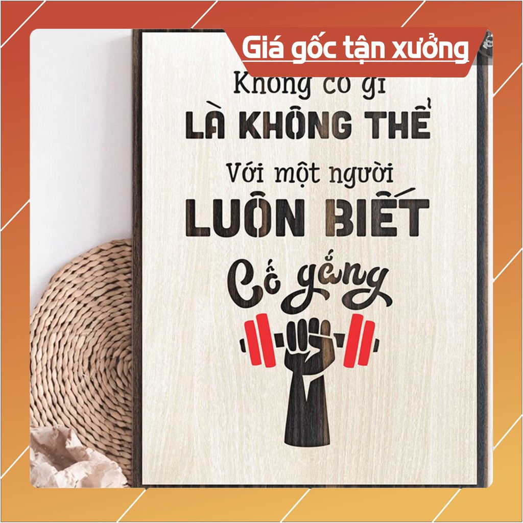 [🎀 QUÀ TẶNG] Tranh tạo động lực - mẫu câu "không có gì là không thể với một người luôn biết cố gắng"