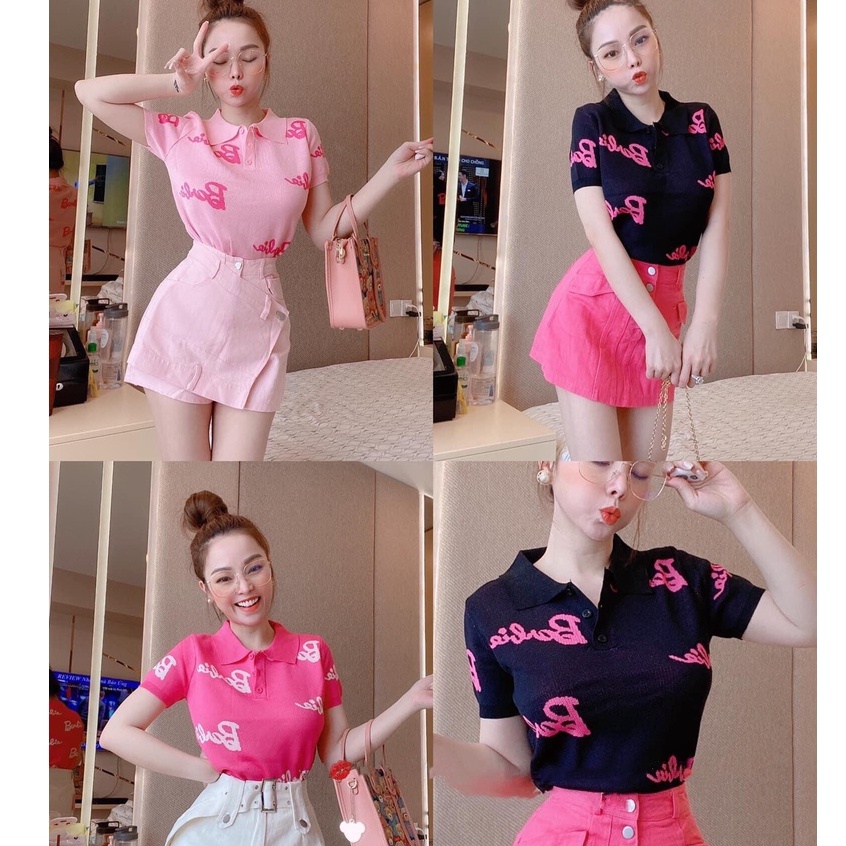 Áo Polo Dệt Kim Barbie , Áo Croptop Mongtoghi Hàng Quảng Châu Loại 1