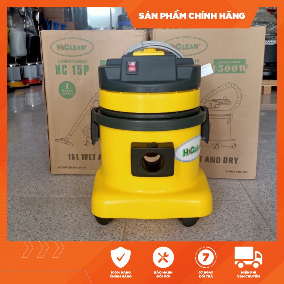 Máy Hút Bụi Gia Đình Chính Hãng Hiclean HC15P - Thùng nhựa mới 100% - Lực hút mạnh mẽ, hoạt động bền bỉ